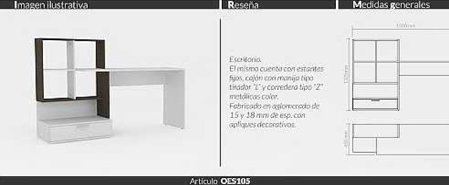 Escritorio 1.50 Con 1 Cajon Oes105 | El mundo del mueble New