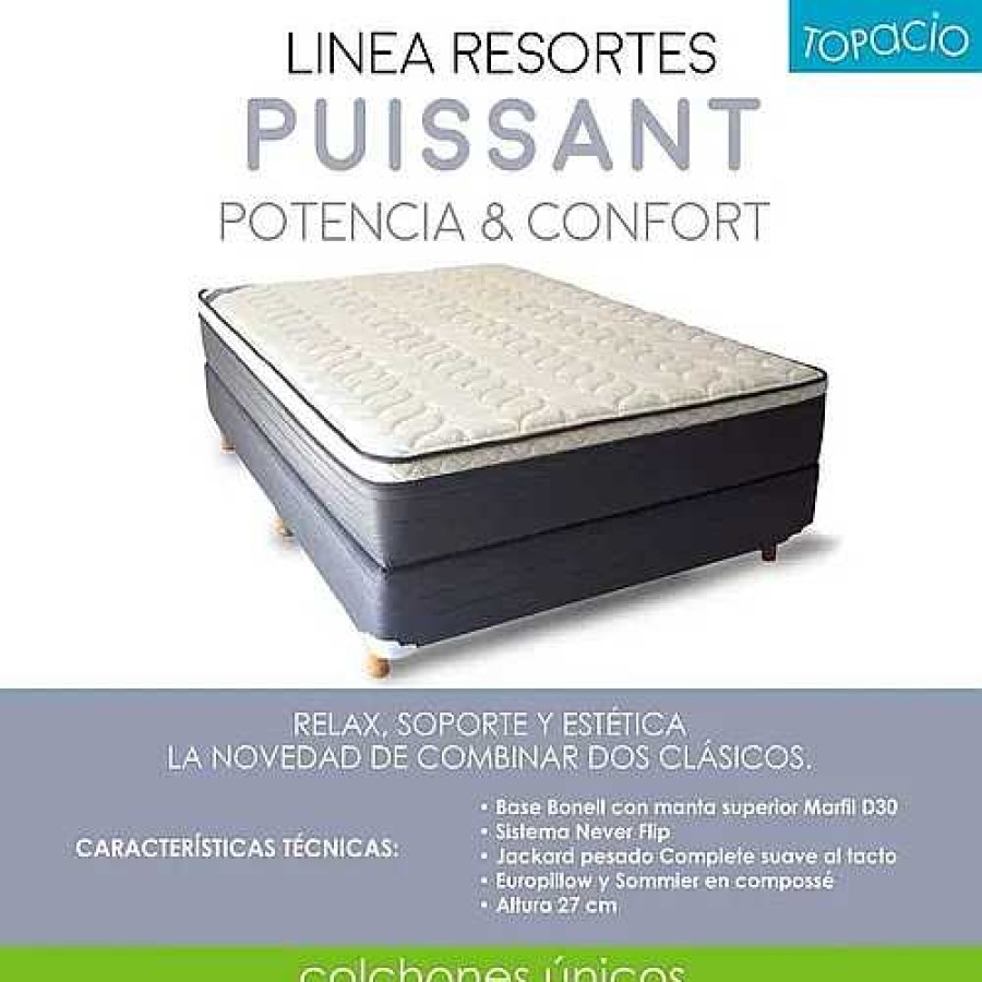 Conjunto De Sommier Topacio Puissant 2 X 1.60 Mt | El mundo del mueble Online