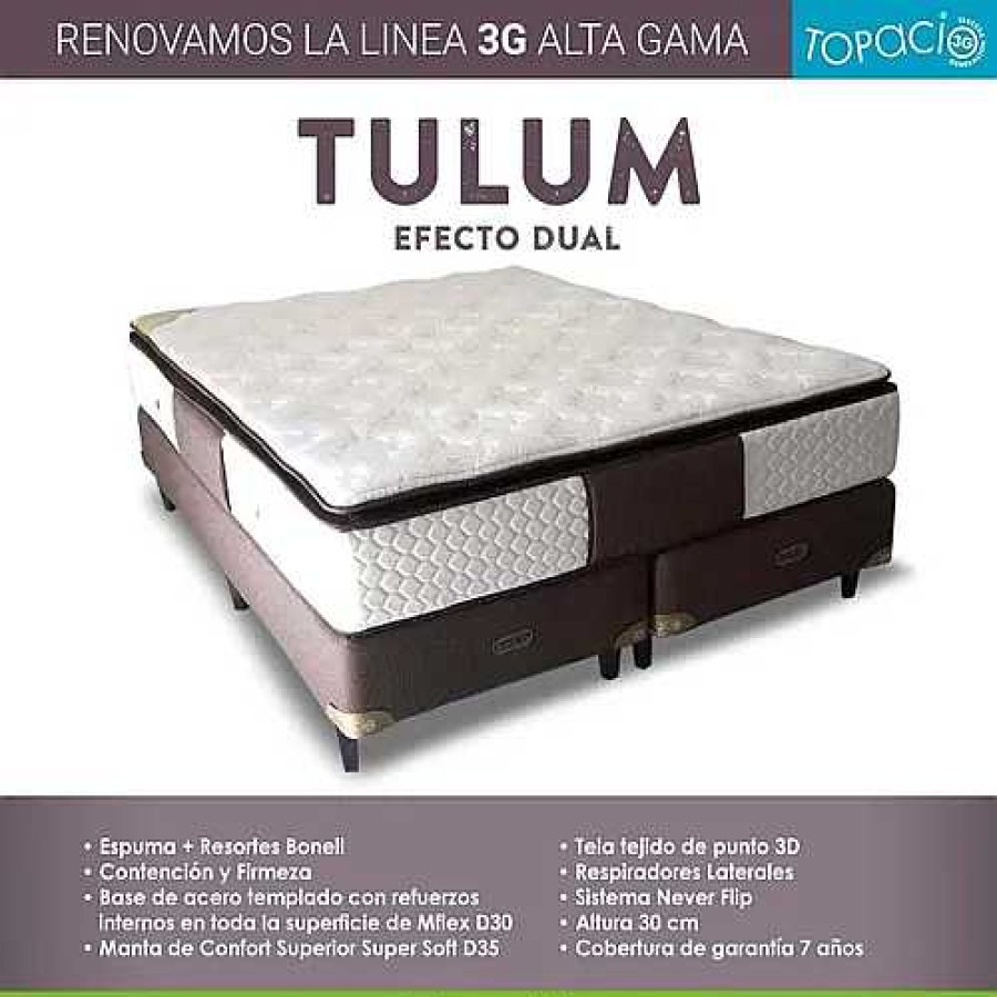 Conjunto De Sommier Topacio Tulum 1.60 Mt X 2.00 Mt | El mundo del mueble New