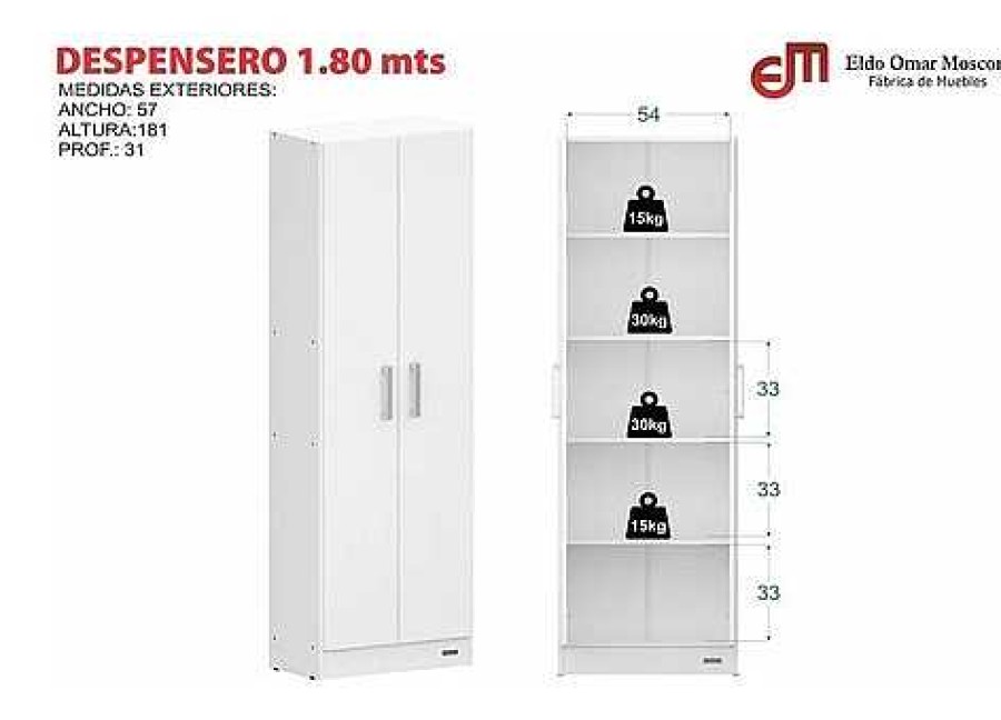 Despensero 1.80 Dos Puertas Mosconi 56344 | El mundo del mueble Hot