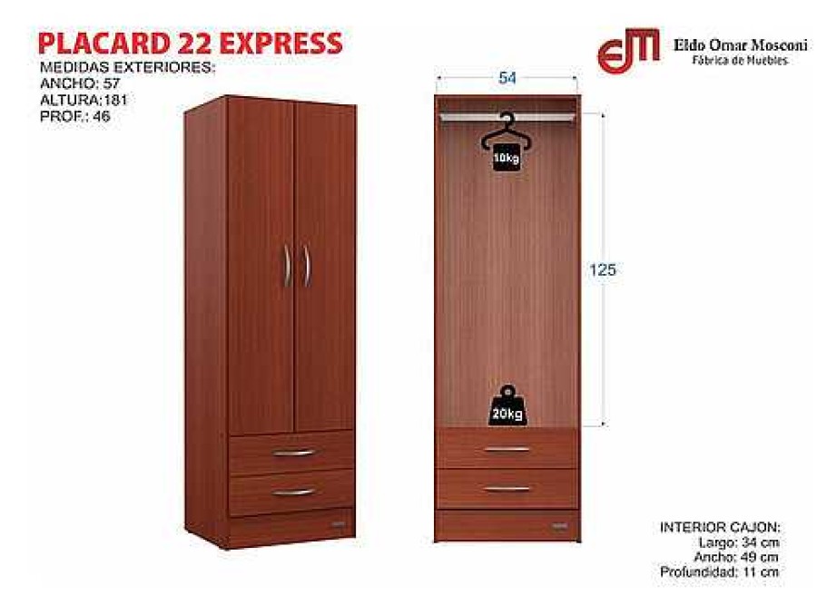 Ropero Mosconi 2 Puertas Express 22 | El mundo del mueble New