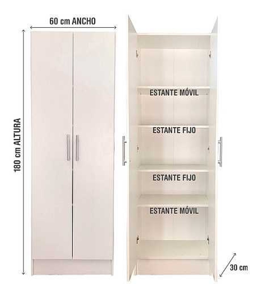 Despensero De 1.80 Con Dos Puertas Y Estantes 1.80 X 60 X 30 4180 | El mundo del mueble Clearance